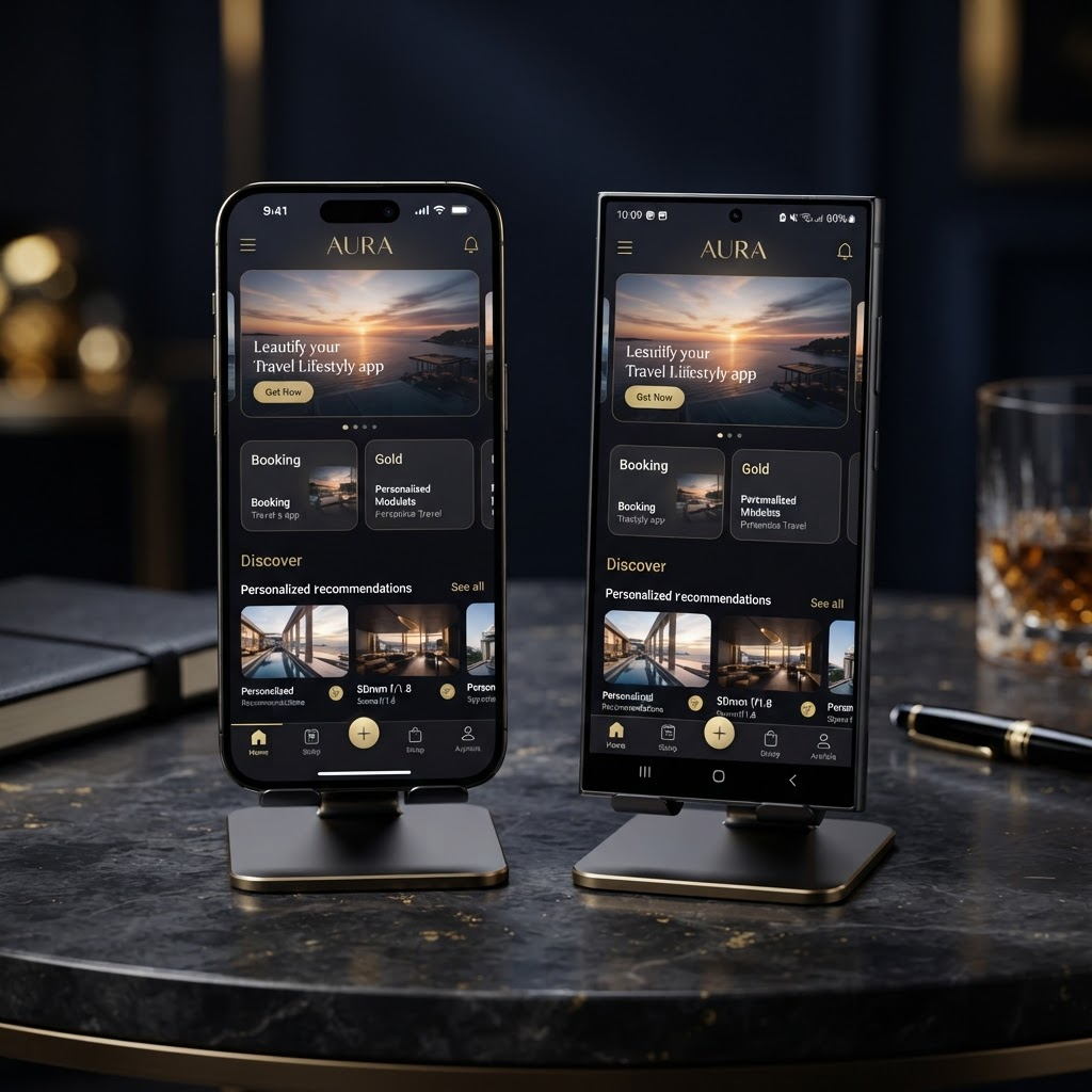 Premium mobile app mockups for iOS and Android
